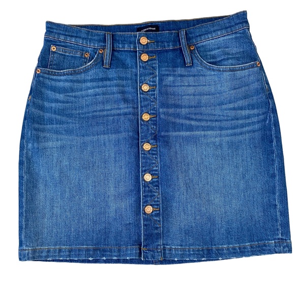 J. Crew Dresses & Skirts - J. Crew blue denim jean skirt size 31 (12)  button front 5-pockets